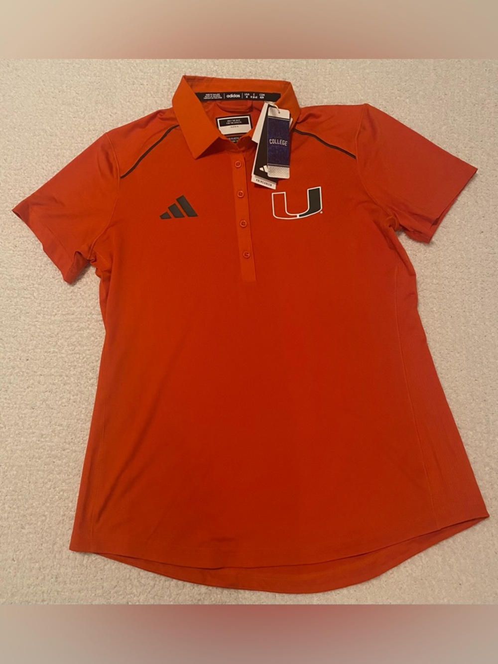Adidas Women’s Miami Hurricanes Orange Sideline Team Issued Polo Shirt Size M
